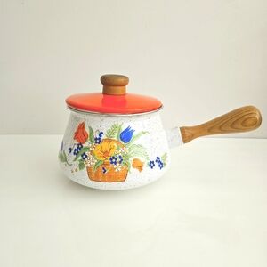 VTG 70's Floral Fondue Pot with Lid